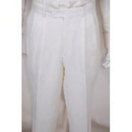 Pants Solid White 2 Pleated Wool