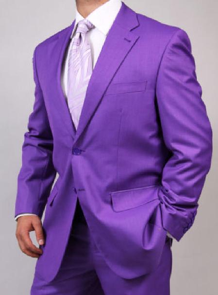 Mens Two Button Purple Suit