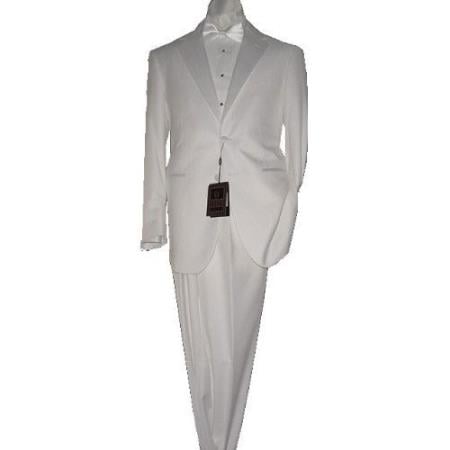 Mensusa Products White 2 Button Tuxedo Super's Fabric suit