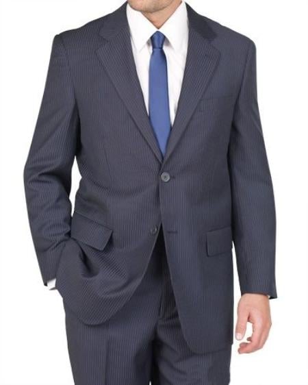 2 Button Blue Pinstripe Suit Mens Cheap