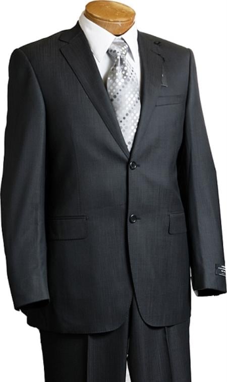 Mensusa Products Mens 2 Button Charcoal Pin Italian Designer Suit Charcoal