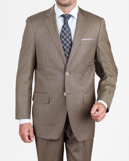 2 Button Dark Taupe Suit Mens Cheap
