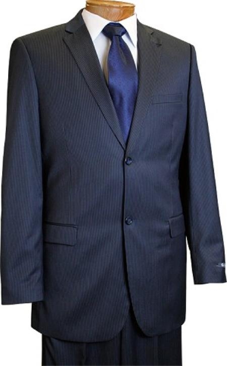 Mensusa Products Mens 2 Button Slim Cut Navy Pinstripe Suit Navy