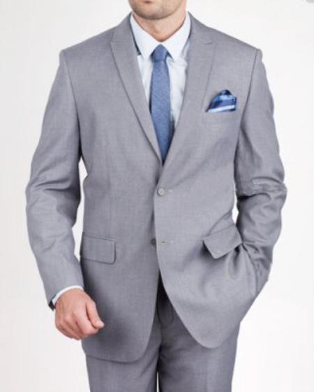 2 Button Grey Textured Patterened Slim Suit Mens