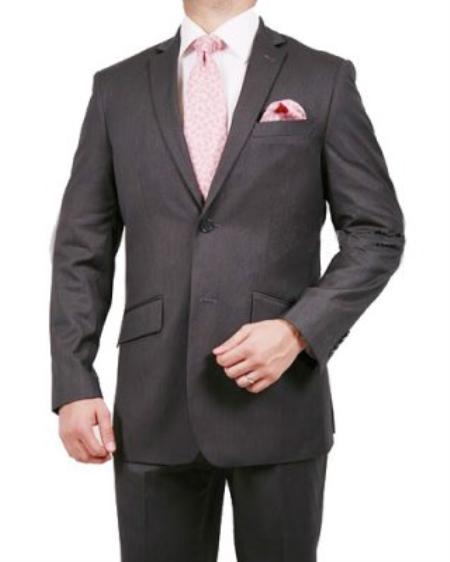 Mensusa Products Men's 2 Button Striped Suit Grey