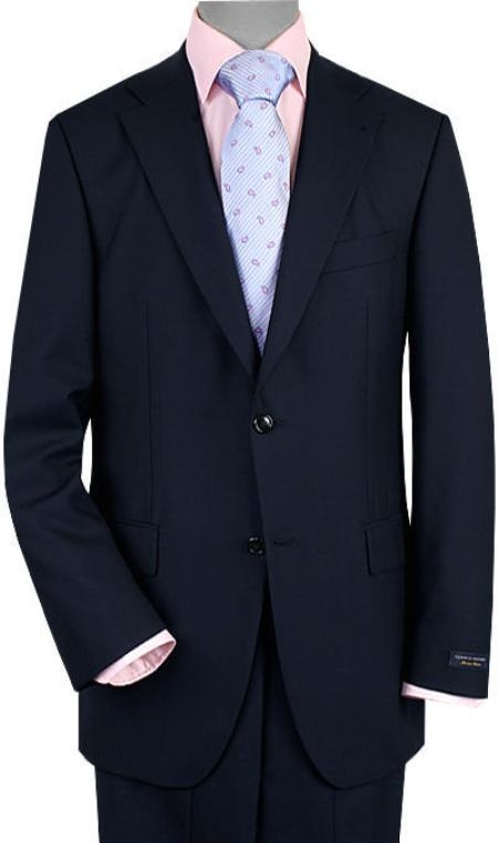 Mensusa Products Mens 2 Button Vented Navy No Pleats Suit
