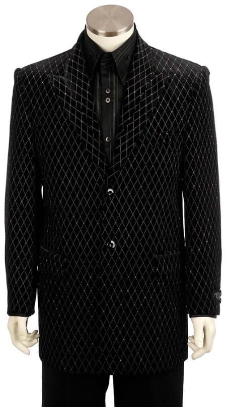 Mensusa Products Mens Black Long Zoot Suit