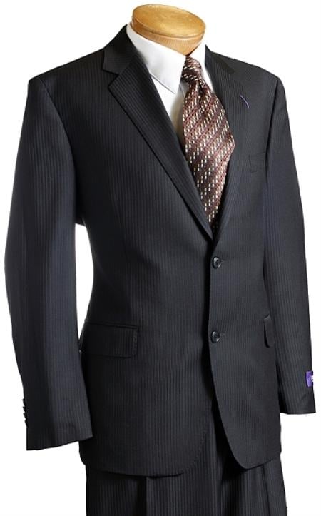 Black Pinstripe Italian Design Wool Suit Mens