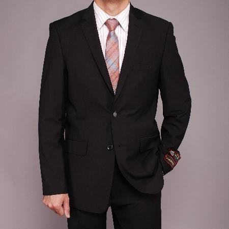 Mensusa Products Men's Black Textured 2button Slimfit Suit