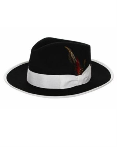 Mensusa Products Men's Black & White Fedora Hat