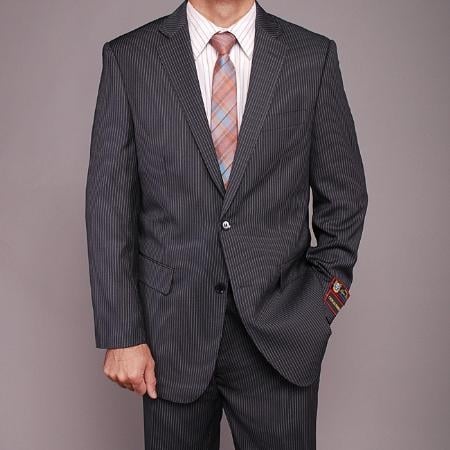 Mensusa Products Men's Charcoal Gray Pinstripe 2button Suit