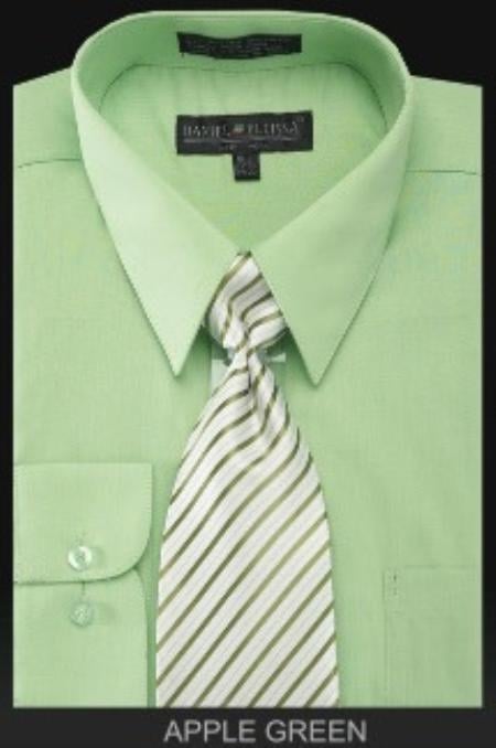Mensusa Products Men's Dress Shirt PREMIUM TIE Apple Green