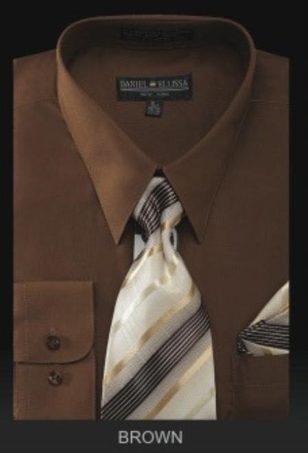 Mensusa Products Men's Dress Shirt PREMIUM TIE Brown