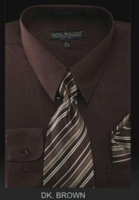 Mensusa Products Men's Dress Shirt PREMIUM TIE Dark Brown