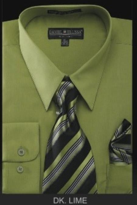 Mensusa Products Men's Dress Shirt PREMIUM TIE Dark Lime