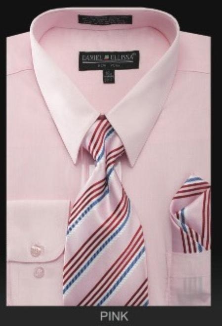 Mensusa Products Men's Dress Shirt PREMIUM TIE Pink