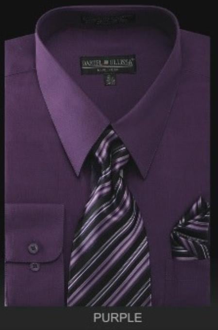 Mensusa Products Men's Dress Shirt PREMIUM TIE Purple