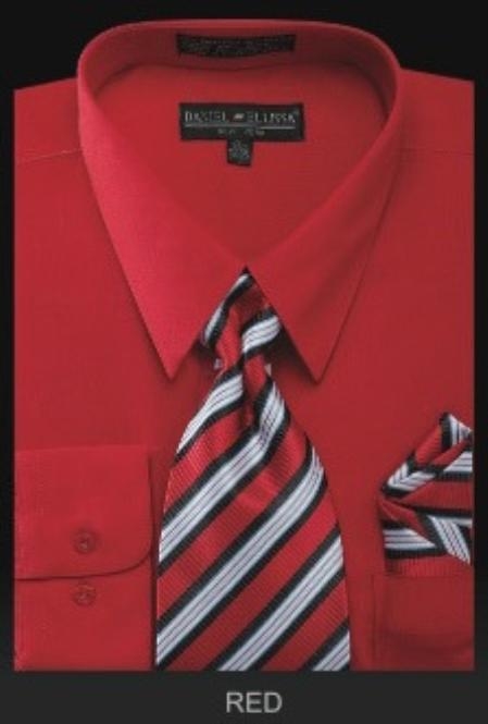 Mensusa Products Men's Dress Shirt PREMIUM TIE Red