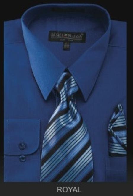 Mensusa Products Men's Dress Shirt PREMIUM TIE Royal