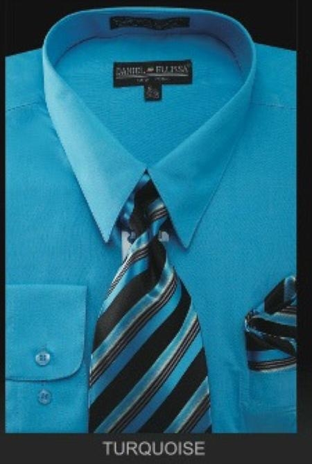 Mensusa Products Men's Dress Shirt PREMIUM TIE Turquoise
