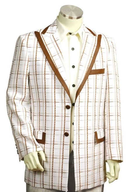 2 Button White Coffee Pinstripe Zoot Suit  Mens