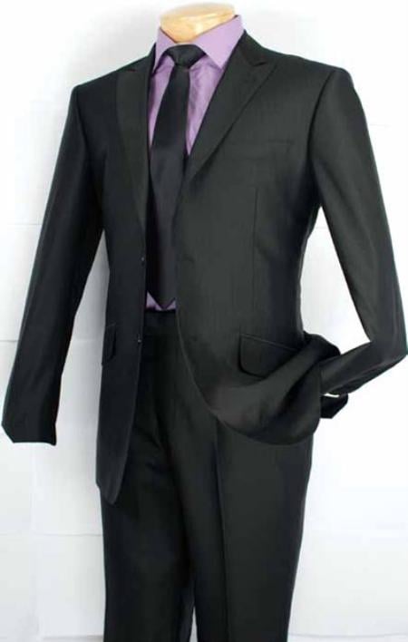 Mens Fashion Slim Fit Suit in Luxurious Wool Feel Black
