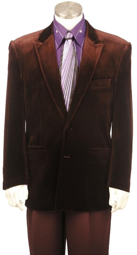 2 Button Stylish Brown Velvet Suit Mens