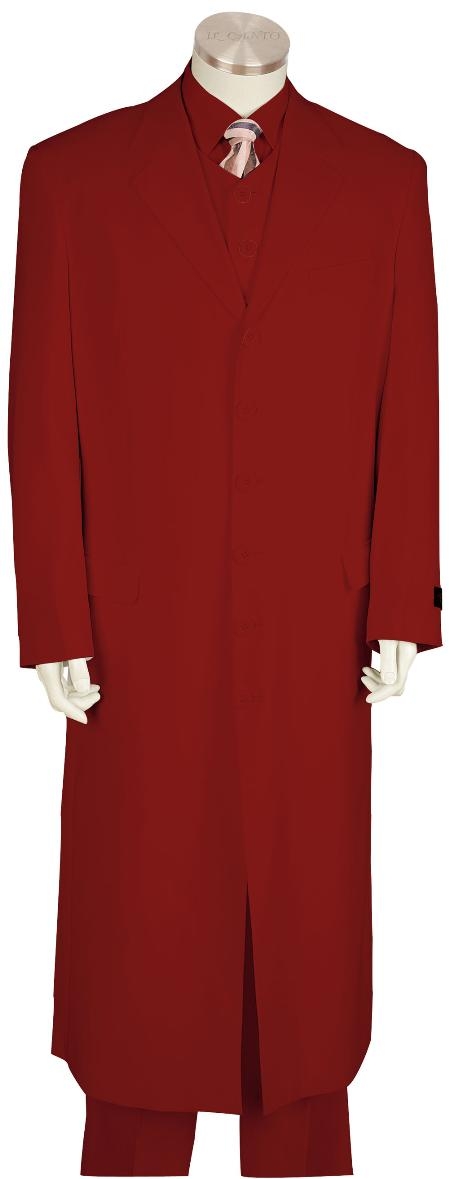 6 Button Red Long Zoot Suit Mens