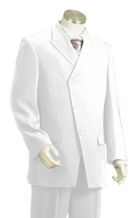 3 Button White Zoot Suit Mens