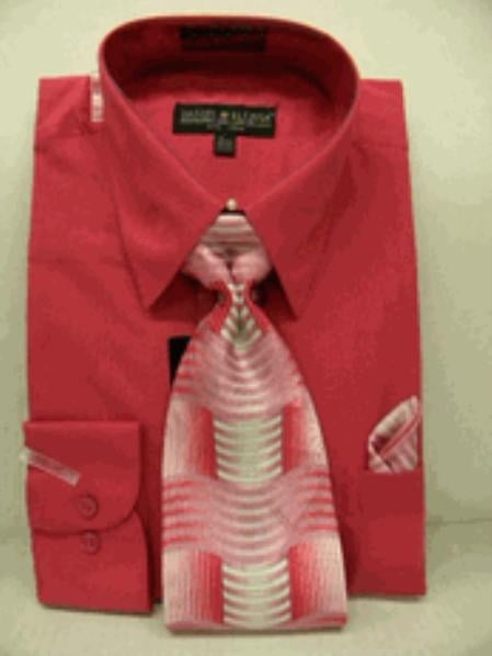 Mensusa Products Mens Fuschia Dress Shirt Tie Set