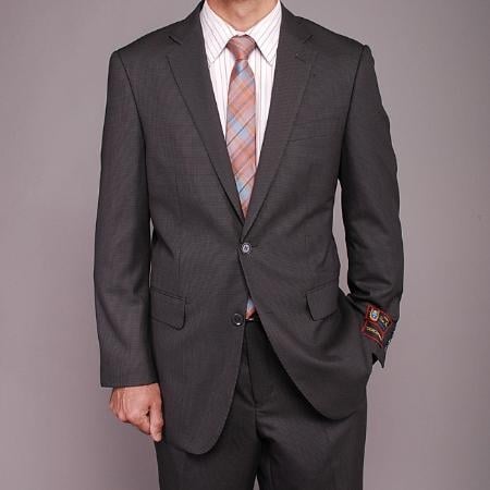 2 Button Gray Houndstooth Suit Mens Cheap
