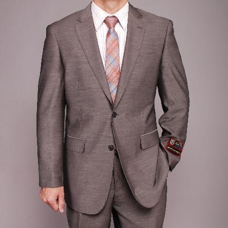 2 Button Gray  Textured Suit Mens Cheap