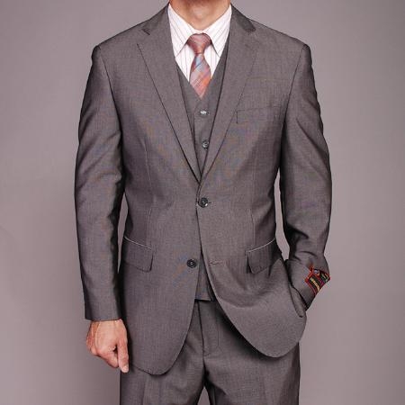 Mensusa Products Men's Grey Birdseye Threepiece three piece suit