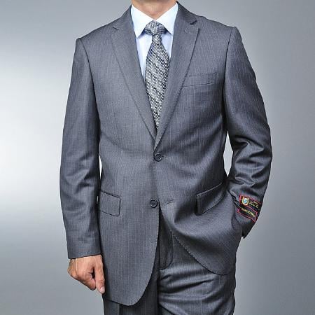 2 Button Grey Pinstripe Suit Mens Cheap