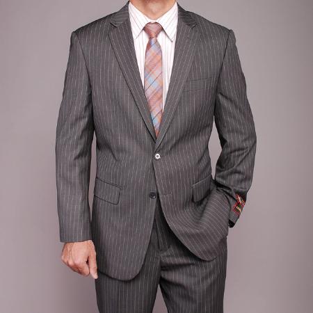 Mensusa Products Men's Grey Striped 2button Suit