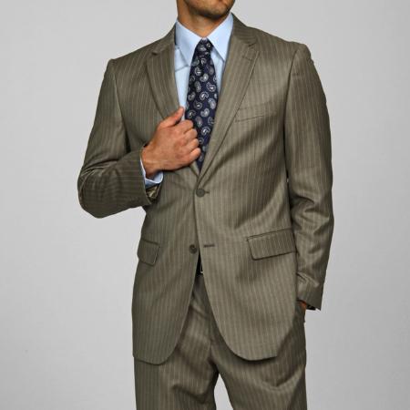 Mensusa Products Men's Light Olive Pinstripe 2button Suit