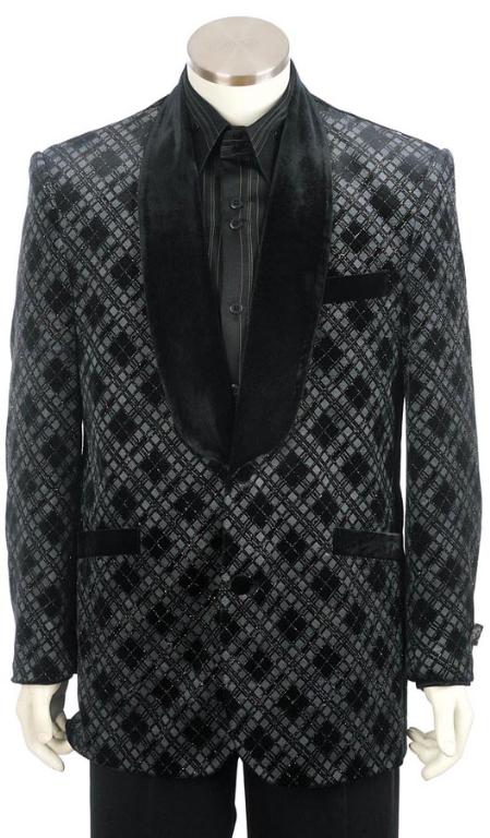 Mensusa Products Mens Shawl Velvet Collar Dinner Jacket + Pants (Suit)Black