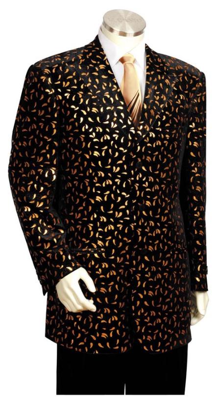 Black with Gold Long Zoot Suit Mens