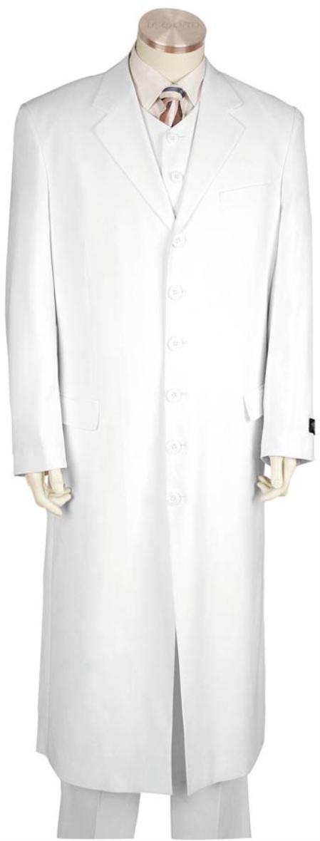 Mensusa Products Mens Long Zoot Suit White 45'' Long Jacket EXTRA LONG JACKET Maxi Very Long