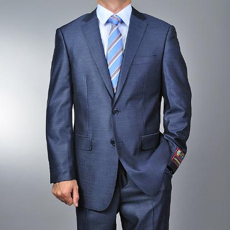 Men's Metallic Blue 2button Suit