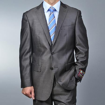 Mensusa Products Men's Metallic Grey 2button Suit