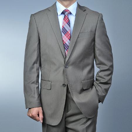Mensusa Products Men's Mocha Shadow Stripe 2button Suit