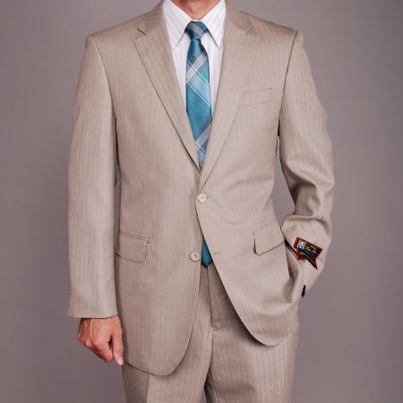 Mensusa Products Men's Sand Herringbone 2button Suit