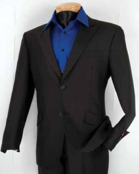 Mensusa Products Mens Single Breasted 2 Button Herringbone Stripe Slim Fit Suit Black