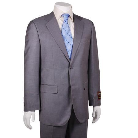 2 Button Solid Grey Suit Mens Cheap