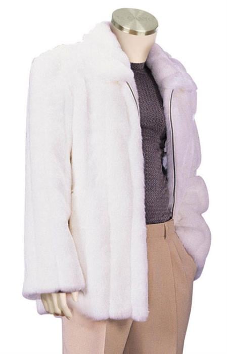 White Faux Fur Full Length Coat Mens