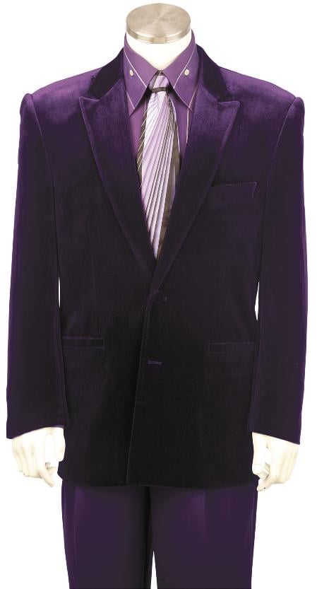 2 Button Stylish Purple Velvet Suit Mens