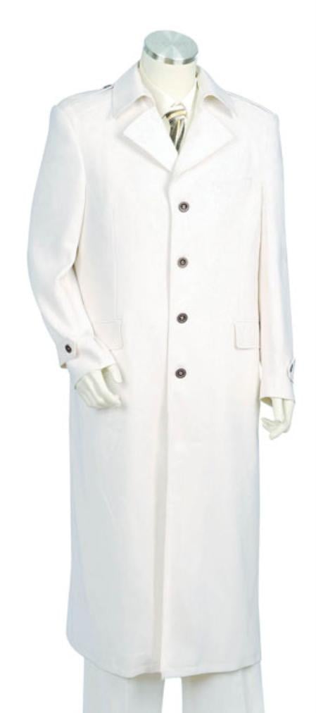 4 Button Off White Urban Styled Suit with Full Length Jacket Mens