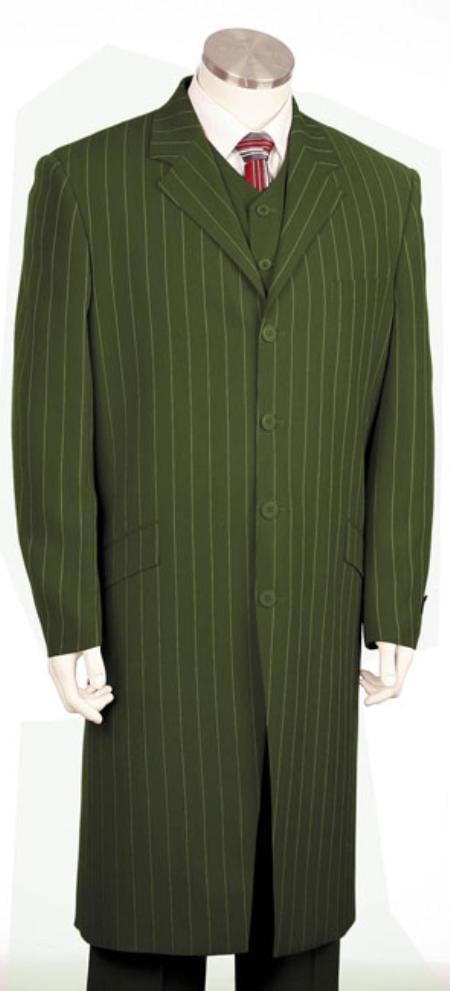 Mensusa Products Mens Urban Styled Suit with Full Length Jacket Olive
