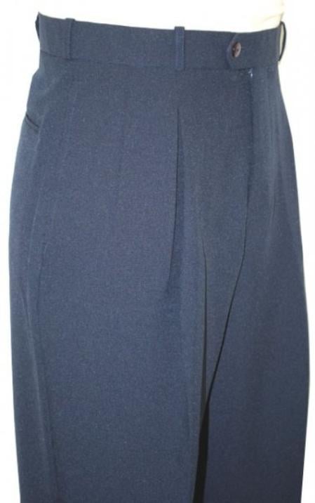 Mensusa Products Navy Blue Wide Leg Slacks Pleated baggy dress trousers